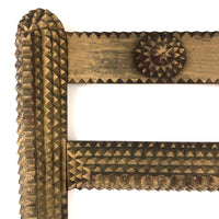 Gold Painted Chip Carved Tramp Art Mirror Frame