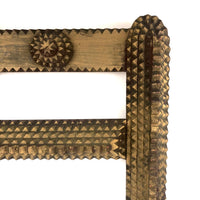 Gold Painted Chip Carved Tramp Art Mirror Frame