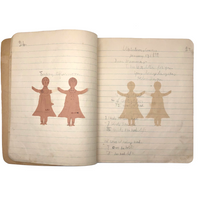 Helen Dayton's 1899 Notebook with School Work, Paper Dolls, Color Drawings, etc.