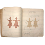 Helen Dayton's 1899 Notebook with School Work, Paper Dolls, Color Drawings, etc.