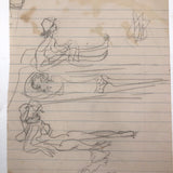 Vintage Pencil Drawing of Sun Bathers