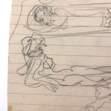 Vintage Pencil Drawing of Sun Bathers