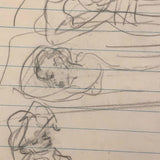 Vintage Pencil Drawing of Sun Bathers