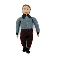 Super Sweet Old Knitted Boy Doll with One Blue Beaded Eye