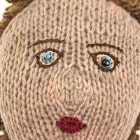 Super Sweet Old Knitted Boy Doll with One Blue Beaded Eye