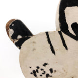 Black and White Dog on Red Wheels Old Wooden Pull Toy