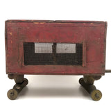 Old Red Painted Cigar Box Train or Traveling Circus Car with Screened Windows