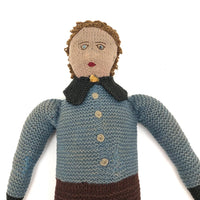 Super Sweet Old Knitted Boy Doll with One Blue Beaded Eye