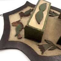 Wonderful Old Pennsylvania Folk Art Double Wall Box with Birds, Flower, Four Leaf Clover