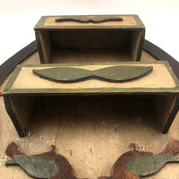 Wonderful Old Pennsylvania Folk Art Double Wall Box with Birds, Flower, Four Leaf Clover