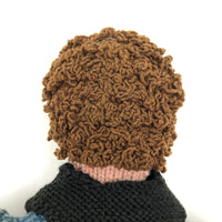 Super Sweet Old Knitted Boy Doll with One Blue Beaded Eye