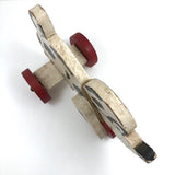 Black and White Dog on Red Wheels Old Wooden Pull Toy