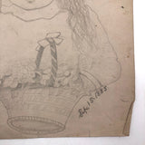 Girl with Basket, 1885 Wonderfully Strange Graphite Drawing