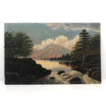 Lovely Antique Oil on Board Landscape with Pink Mountain