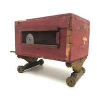Old Red Painted Cigar Box Train or Traveling Circus Car with Screened Windows