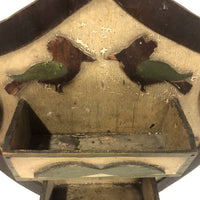 Wonderful Old Pennsylvania Folk Art Double Wall Box with Birds, Flower, Four Leaf Clover