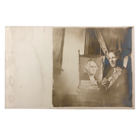 Young Artist with his George Washington, Real Photo Postcard