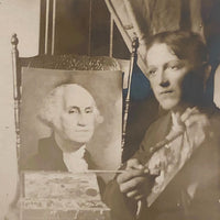 Young Artist with his George Washington, Real Photo Postcard