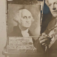 Young Artist with his George Washington, Real Photo Postcard