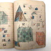 Helen Dayton's 1899 Notebook with School Work, Paper Dolls, Color Drawings, etc.