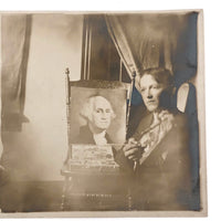 Young Artist with his George Washington, Real Photo Postcard