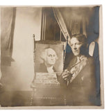 Young Artist with his George Washington, Real Photo Postcard