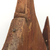 Wonderful Primitive Carved Pine Clock Case with Spires