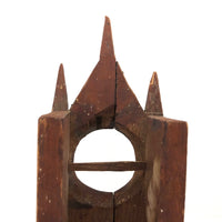 Wonderful Primitive Carved Pine Clock Case with Spires