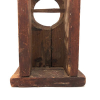 Wonderful Primitive Carved Pine Clock Case with Spires
