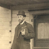 Preacher (?) on Doorstep, Lamont, Oklahoma, Antique Real Photo Postcard