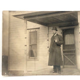 Preacher (?) on Doorstep, Lamont, Oklahoma, Antique Real Photo Postcard