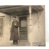 Preacher (?) on Doorstep, Lamont, Oklahoma, Antique Real Photo Postcard