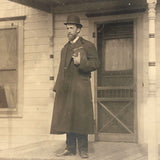 Preacher (?) on Doorstep, Lamont, Oklahoma, Antique Real Photo Postcard