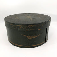 Antique Painted Bentwood Box with Gold Flying Cranes