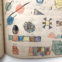 Helen Dayton's 1899 Notebook with School Work, Paper Dolls, Color Drawings, etc.