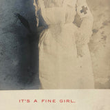 It's A Fine Girl WWI Era Red Cross Nurse Real Photo Postcard