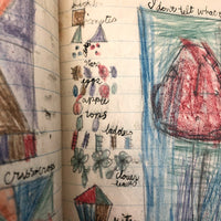 Helen Dayton's 1899 Notebook with School Work, Paper Dolls, Color Drawings, etc.
