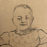 Hand-drawn Pen and Ink 1907 Child with Spilled Ink Postcard