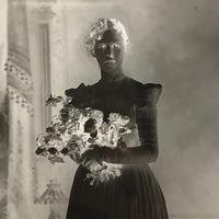 Childs Art Gallery 1890 Glass Plate Negative of Young Woman with Flowers