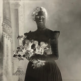 Childs Art Gallery 1890 Glass Plate Negative of Young Woman with Flowers