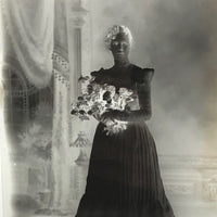 Childs Art Gallery 1890 Glass Plate Negative of Young Woman with Flowers