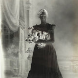 Childs Art Gallery 1890 Glass Plate Negative of Young Woman with Flowers