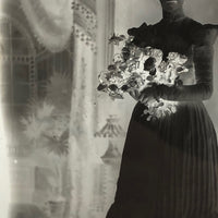 Childs Art Gallery 1890 Glass Plate Negative of Young Woman with Flowers