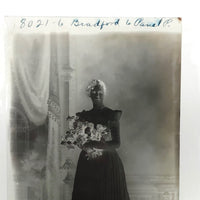 Childs Art Gallery 1890 Glass Plate Negative of Young Woman with Flowers