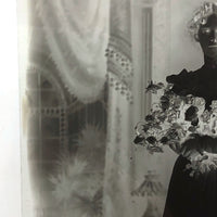 Childs Art Gallery 1890 Glass Plate Negative of Young Woman with Flowers