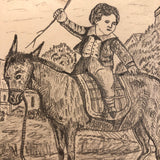 J.E. Jeffreys 19th Century British Pencil Drawing of Boy on Donkey