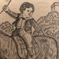 J.E. Jeffreys 19th Century British Pencil Drawing of Boy on Donkey