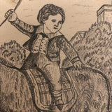 J.E. Jeffreys 19th Century British Pencil Drawing of Boy on Donkey
