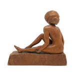 Folky Carved Seated Nude with Eyes Closed