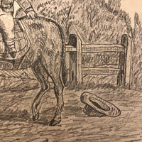 J.E. Jeffreys 19th Century British Pencil Drawing of Boy on Donkey